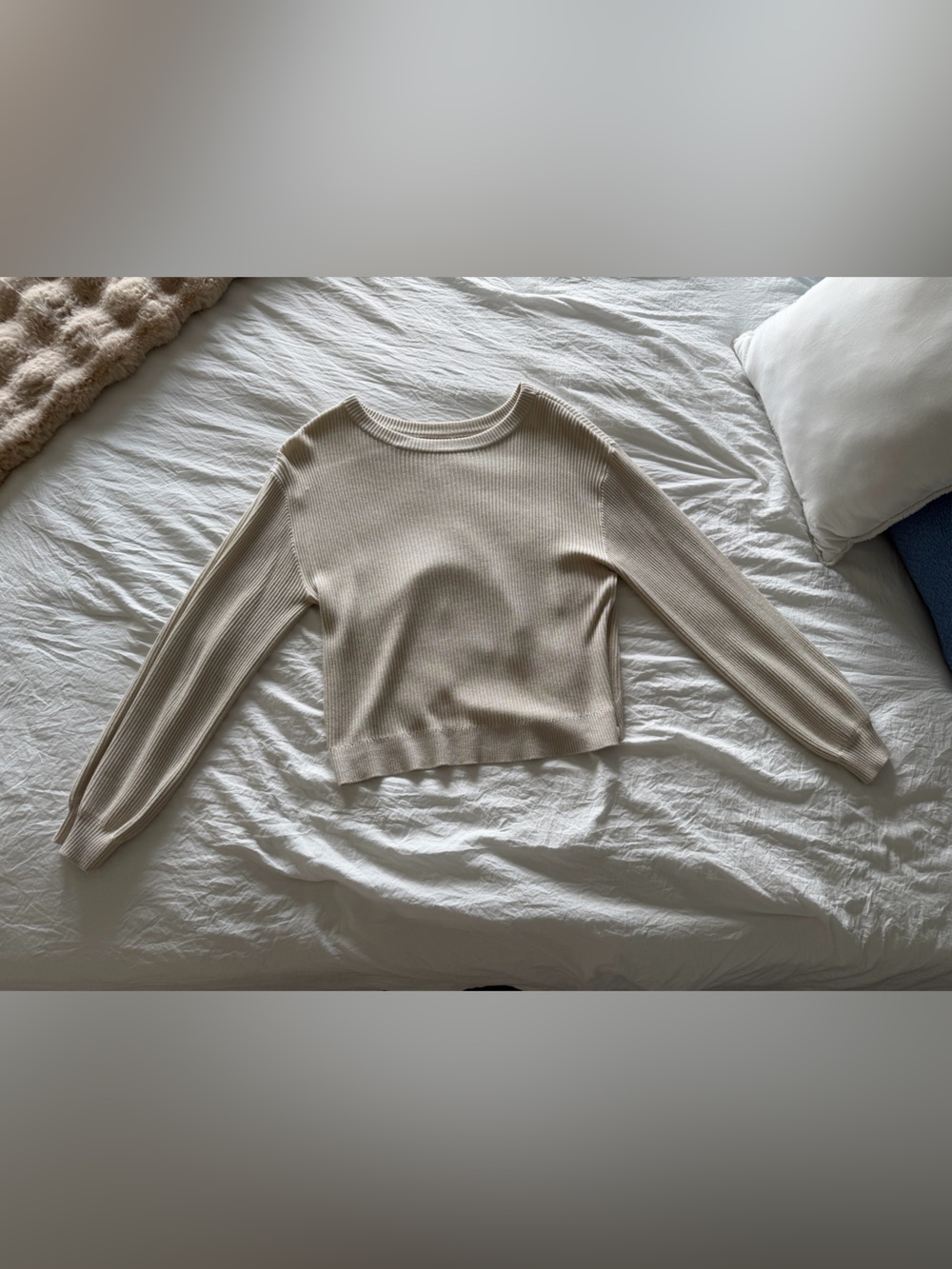 Lululemon Cropped Ribbed Crewneck Sweater in Cream